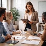 Деловая встреча по подбору персонала под управлением руководителя